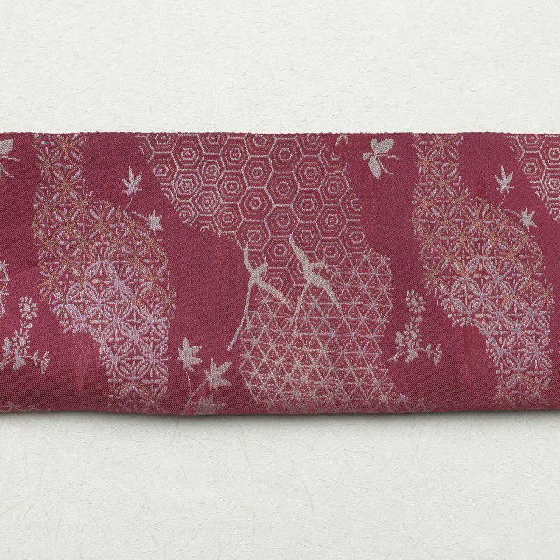 名古屋帯 六通柄 ポリエステル 古典柄 松葉仕立て 紫・藤色_画像13