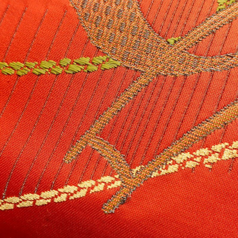 名古屋帯 太鼓柄 混紡 古典柄 名古屋仕立て 赤・朱_画像6