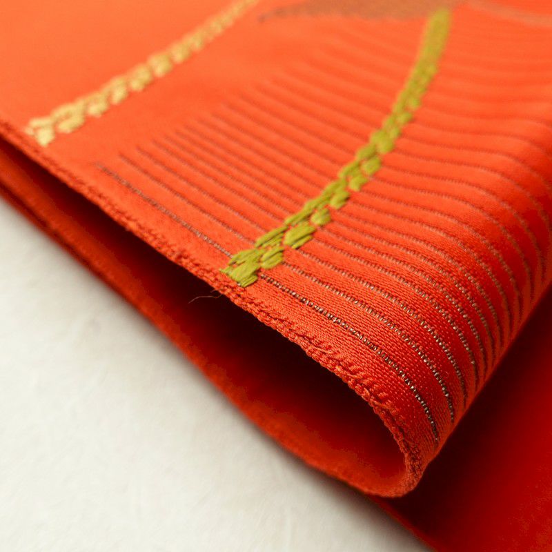 名古屋帯 太鼓柄 混紡 古典柄 名古屋仕立て 赤・朱_画像24