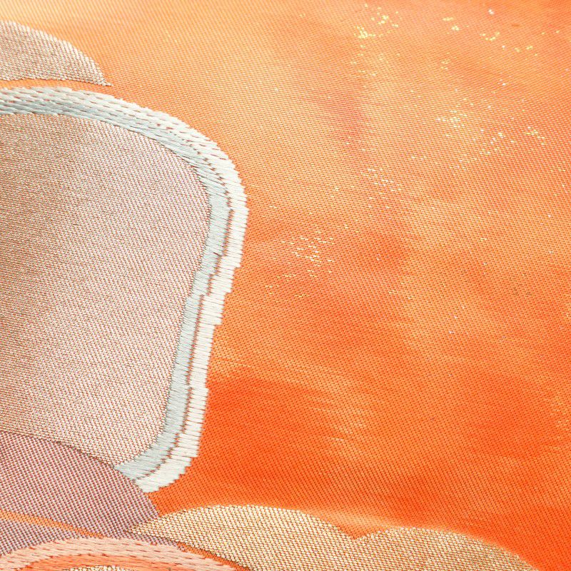 名古屋帯 太鼓柄 良品 正絹 花柄 名古屋仕立て 橙_画像4