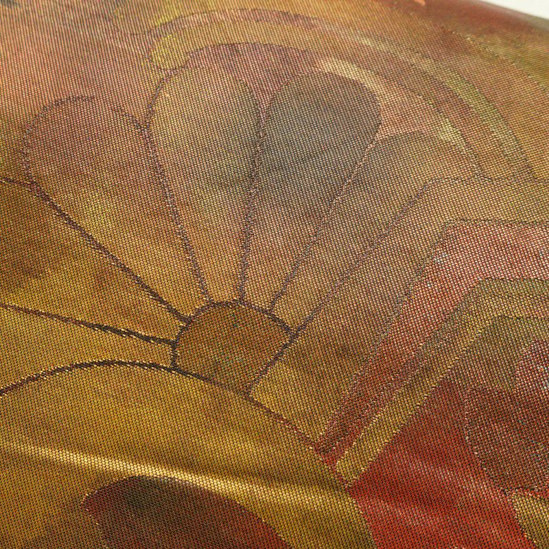 名古屋帯 太鼓柄 正絹 古典柄 通し仕立て 茶_画像5