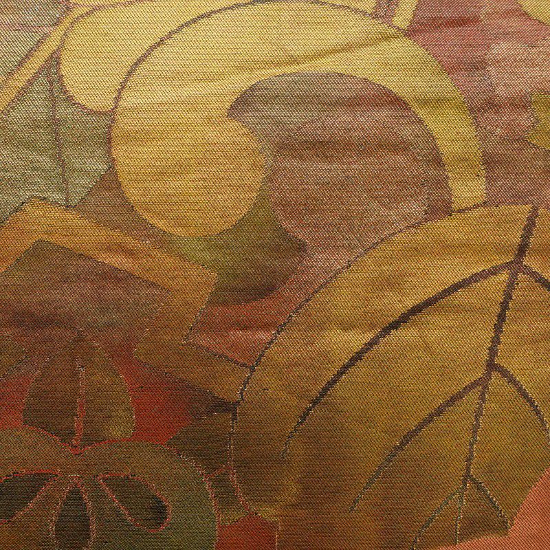 名古屋帯 太鼓柄 正絹 古典柄 通し仕立て 茶_画像6