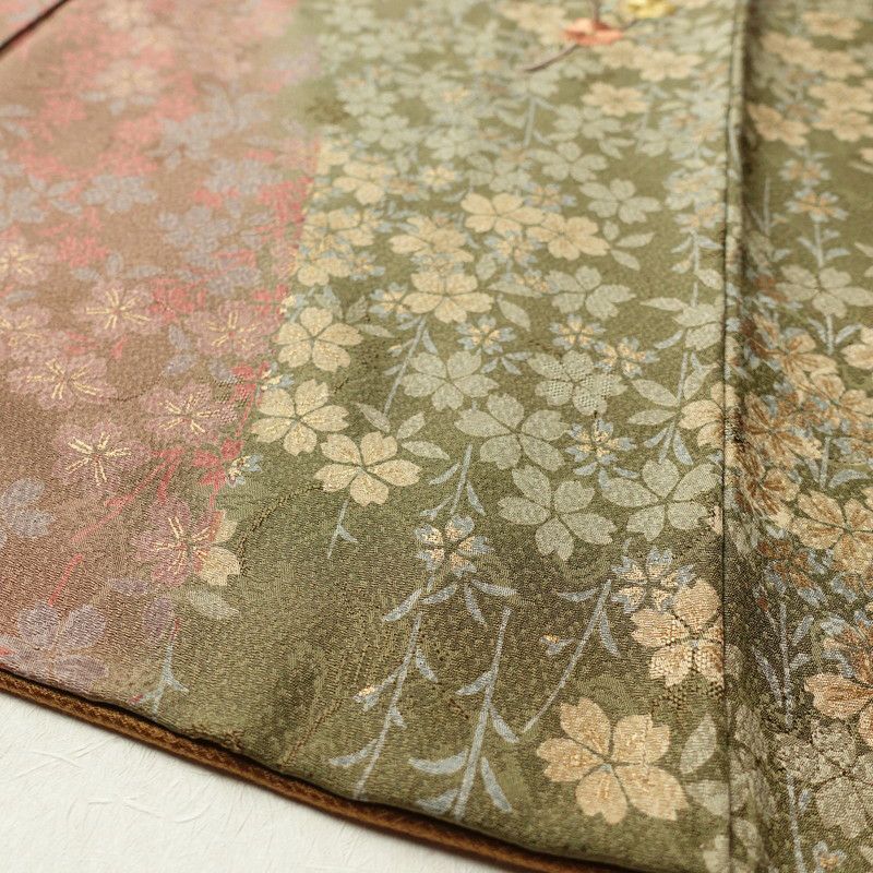訪問着 美品 正絹 刺繍 花柄 袷仕立て 茶_画像11