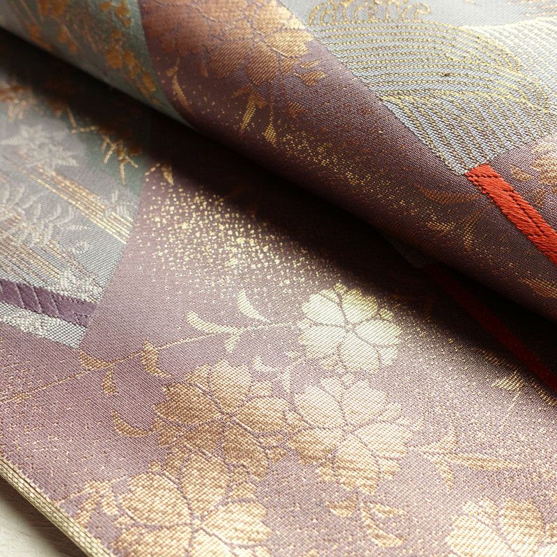 袋帯 六通柄 フォーマル用 正絹 古典柄 紫・藤色_画像9