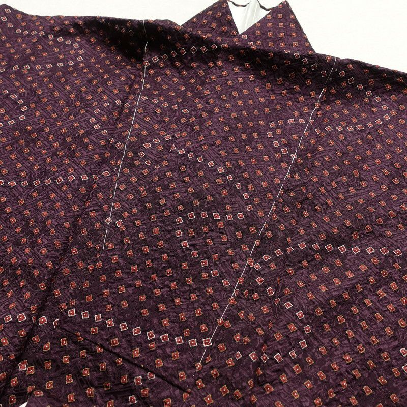 付け下げ しつけ糸付き 正絹 古典柄 袷仕立て 紫・藤色_画像23