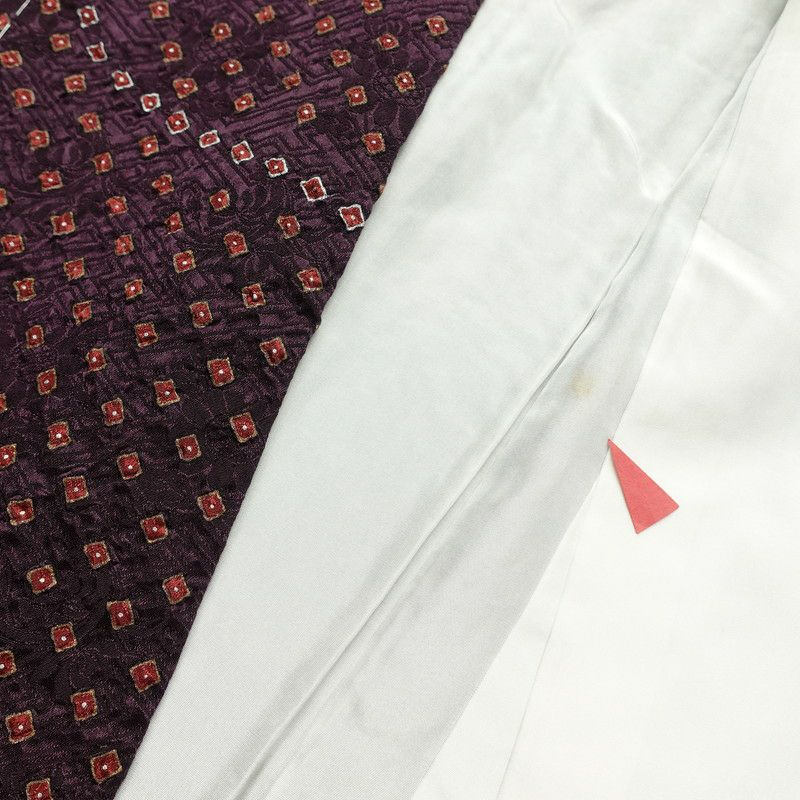 付け下げ しつけ糸付き 正絹 古典柄 袷仕立て 紫・藤色_画像25