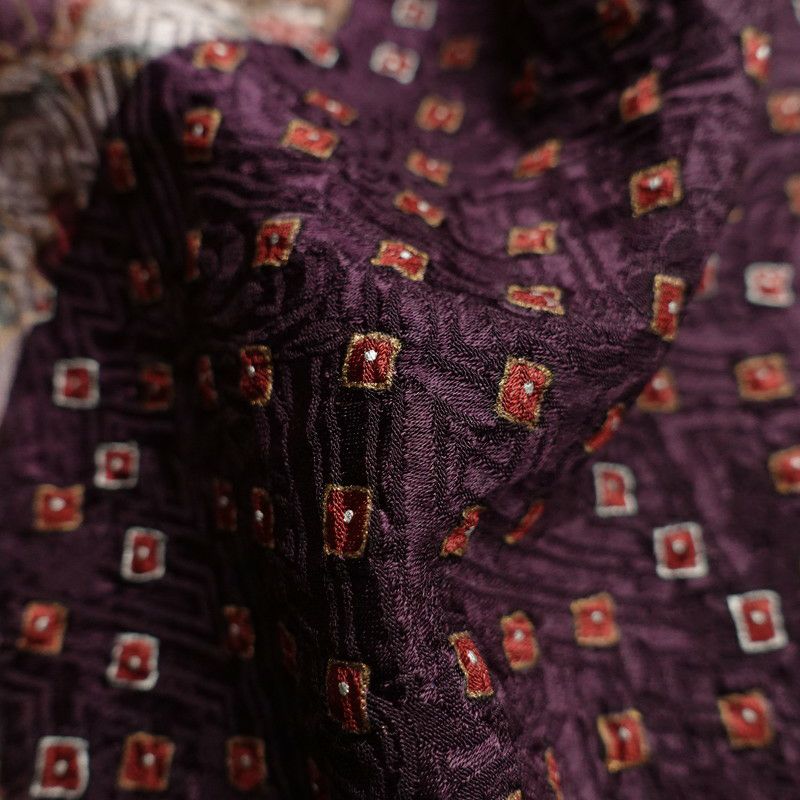 付け下げ しつけ糸付き 正絹 古典柄 袷仕立て 紫・藤色_画像34