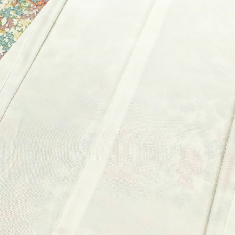 小紋 美品 ちりめん 正絹 風景柄 袷仕立て 多色使い_画像22