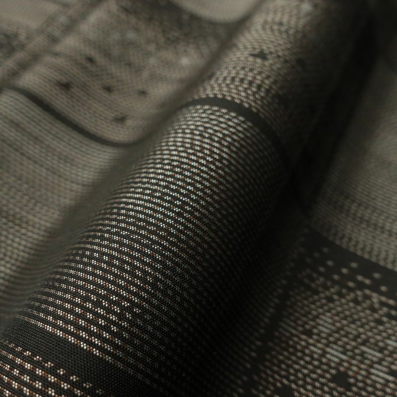 大島紬 良品 証紙なし しつけ糸付き 正絹 やまと謹製 幾何学柄・抽象柄 袷仕立て グレー_画像11