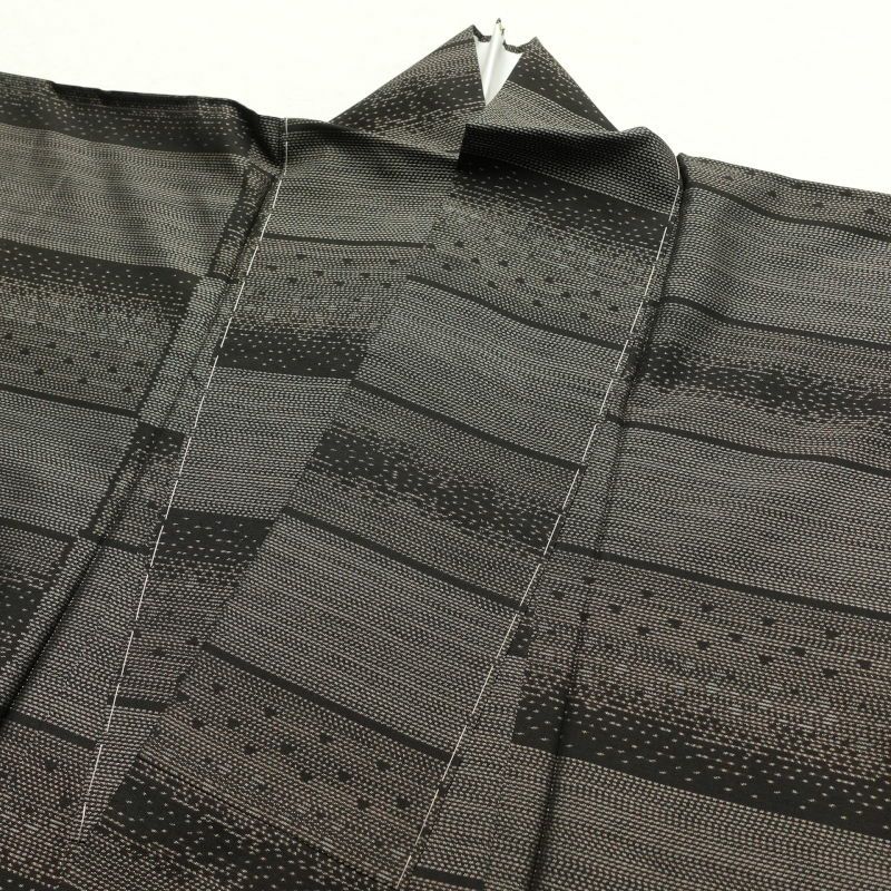 大島紬 良品 証紙なし しつけ糸付き 正絹 やまと謹製 幾何学柄・抽象柄 袷仕立て グレー_画像20
