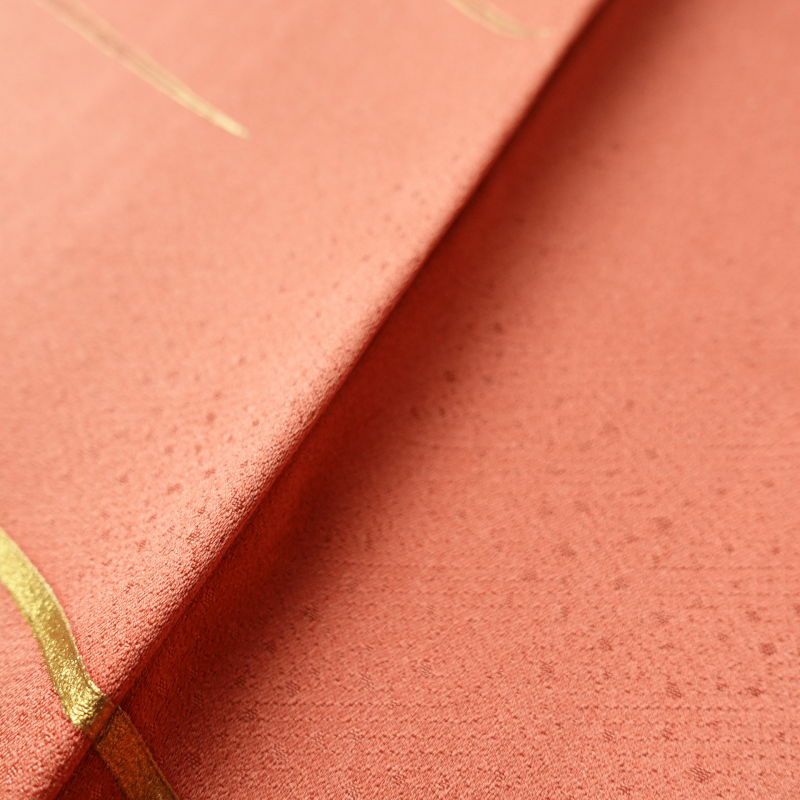 付け下げ 綸子 正絹 古典柄 袷仕立て ピンク_画像10