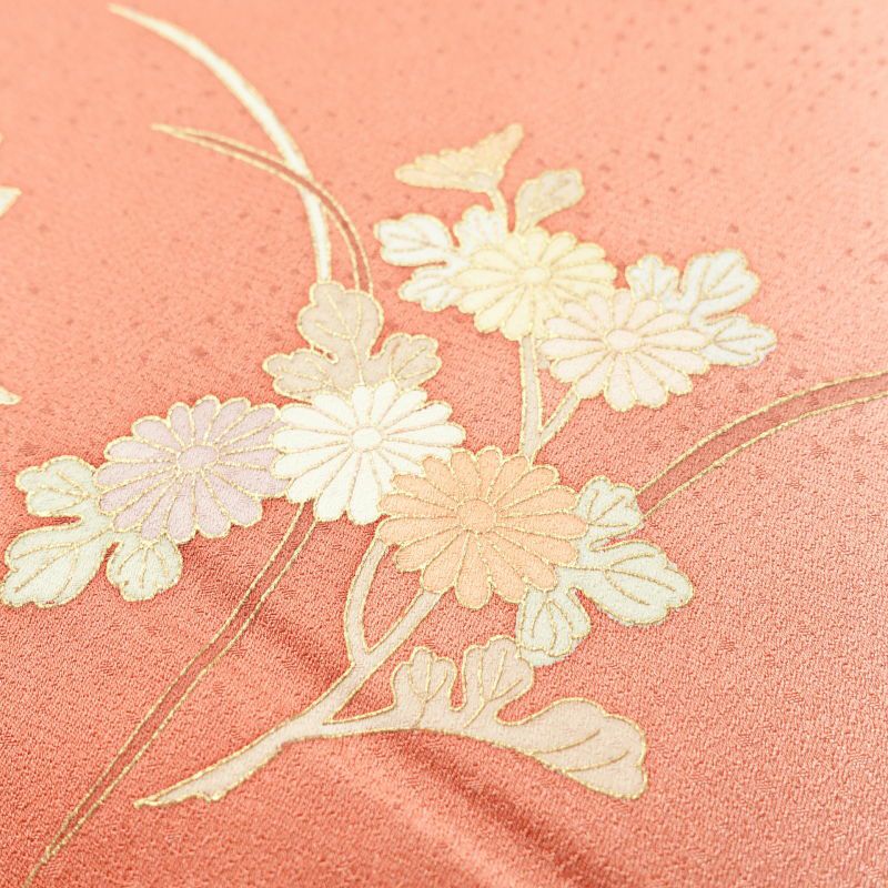 付け下げ 綸子 正絹 古典柄 袷仕立て ピンク_画像21