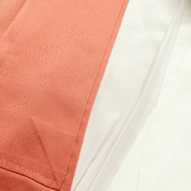 付け下げ 綸子 正絹 古典柄 袷仕立て ピンク_画像32