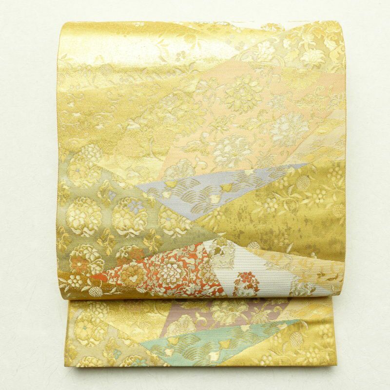 袋帯 六通柄 フォーマル用 正絹 幾何学柄・抽象柄 金・銀_画像1