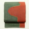 袋帯 相良刺繍 刺繍 紬 全通柄 良品 一般用 正絹 無地 緑・うぐいす色_画像1