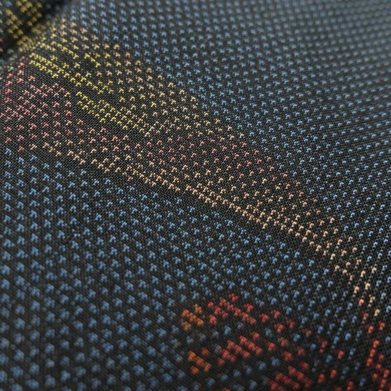 大島紬 良品 証紙あり しつけ糸付き 正絹 花柄 袷仕立て 青・紺_画像7