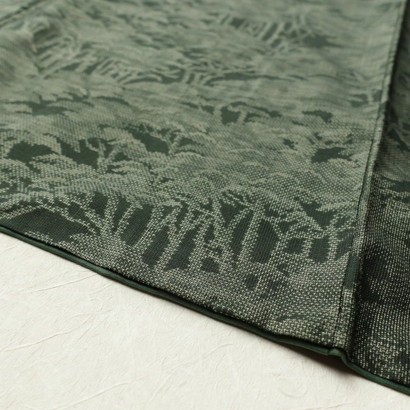 紬 正絹 木の葉・植物柄 袷仕立て 緑・うぐいす色_画像10