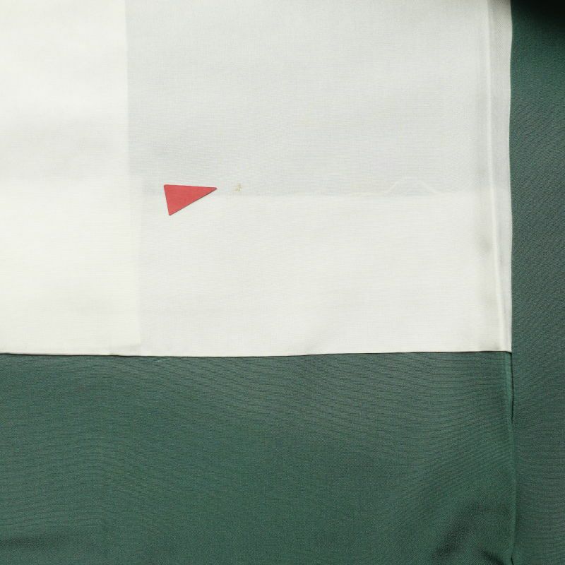 紬 正絹 木の葉・植物柄 袷仕立て 緑・うぐいす色_画像29