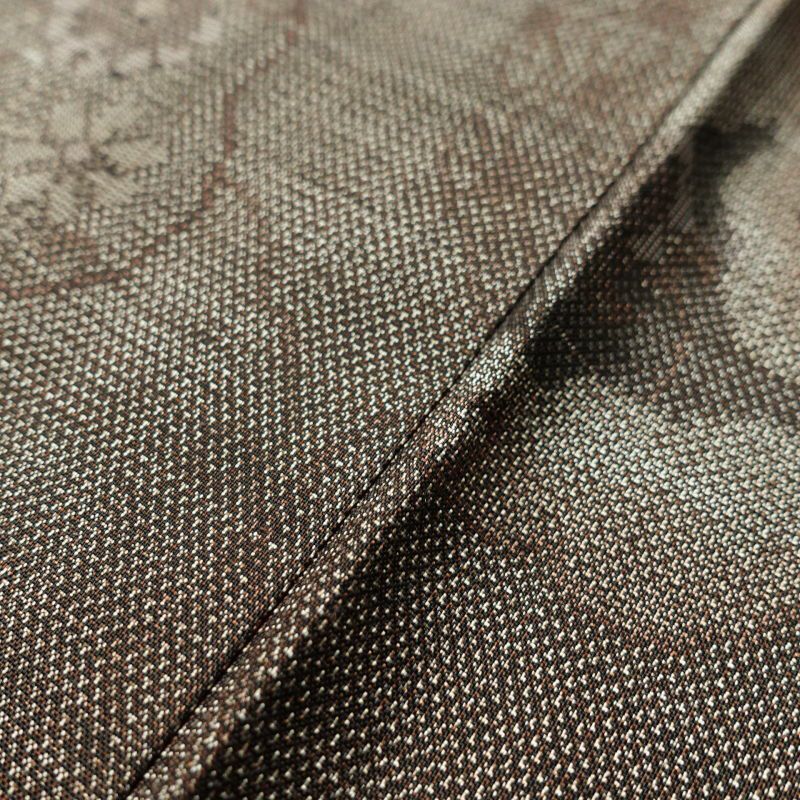 紬 美品 しつけ糸付き 正絹 幾何学柄・抽象柄 袷仕立て 茶_画像7