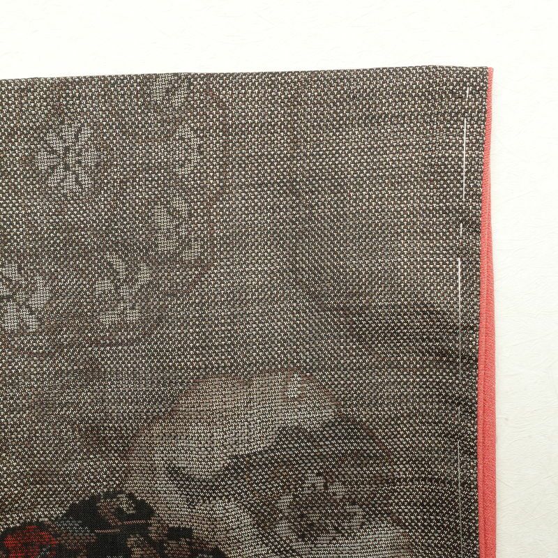 紬 美品 しつけ糸付き 正絹 幾何学柄・抽象柄 袷仕立て 茶_画像14