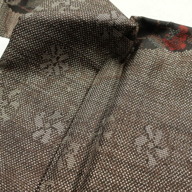 紬 美品 しつけ糸付き 正絹 幾何学柄・抽象柄 袷仕立て 茶_画像20