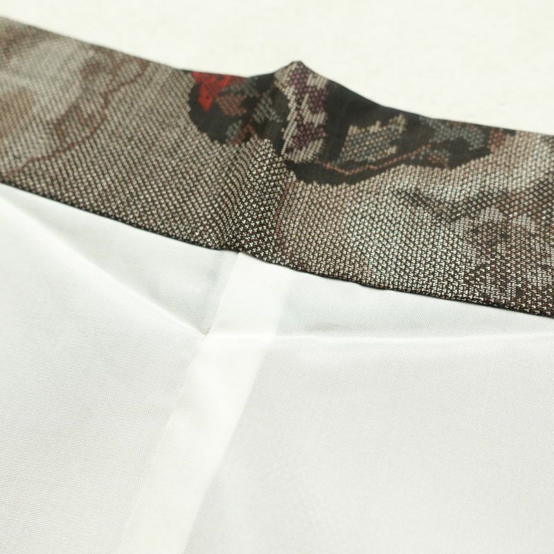 紬 美品 しつけ糸付き 正絹 幾何学柄・抽象柄 袷仕立て 茶_画像24