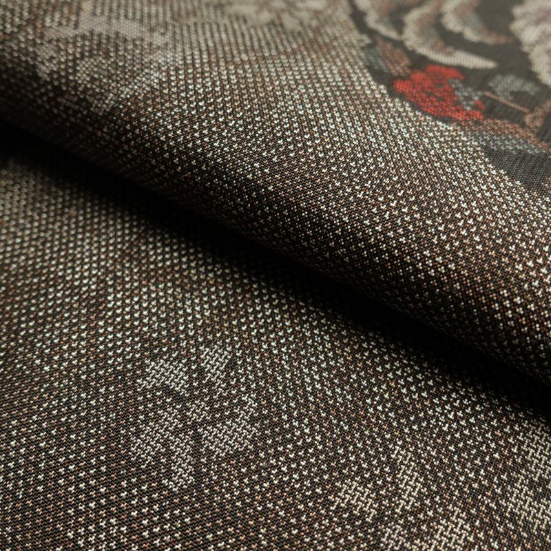 紬 美品 しつけ糸付き 正絹 幾何学柄・抽象柄 袷仕立て 茶_画像25