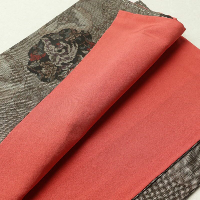 紬 美品 しつけ糸付き 正絹 幾何学柄・抽象柄 袷仕立て 茶_画像27