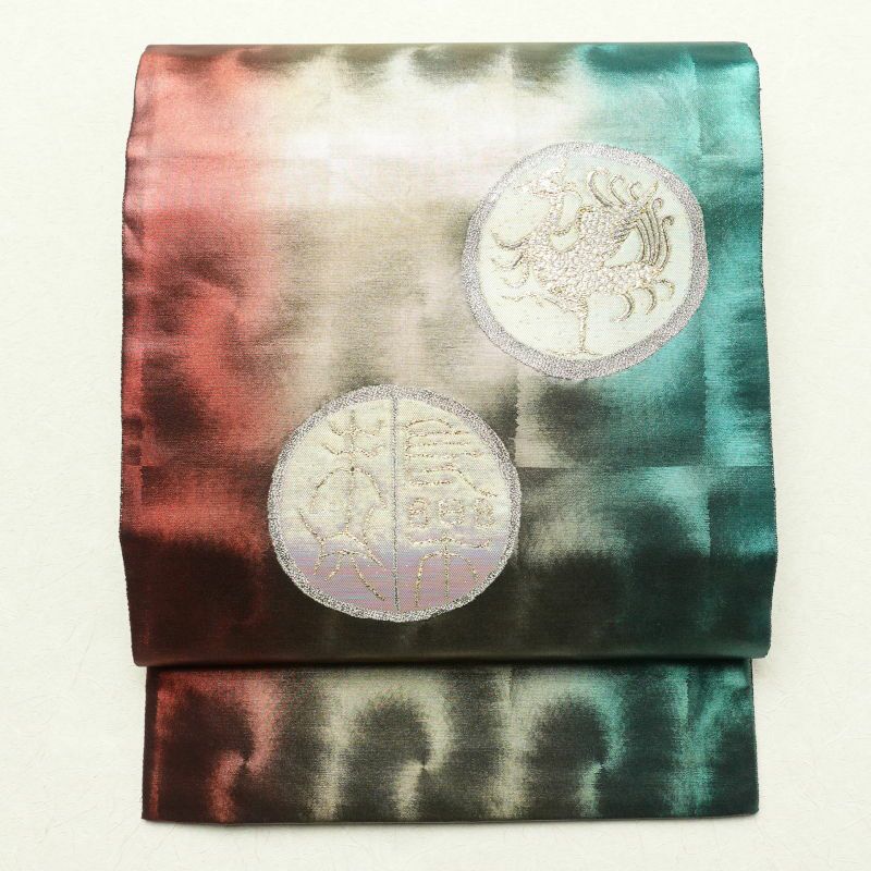 袋帯 六通柄 楼蘭箔 伝統工芸士 山野忠雄フォーマル用 正絹 幾何学柄・抽象柄 多色使い_画像1