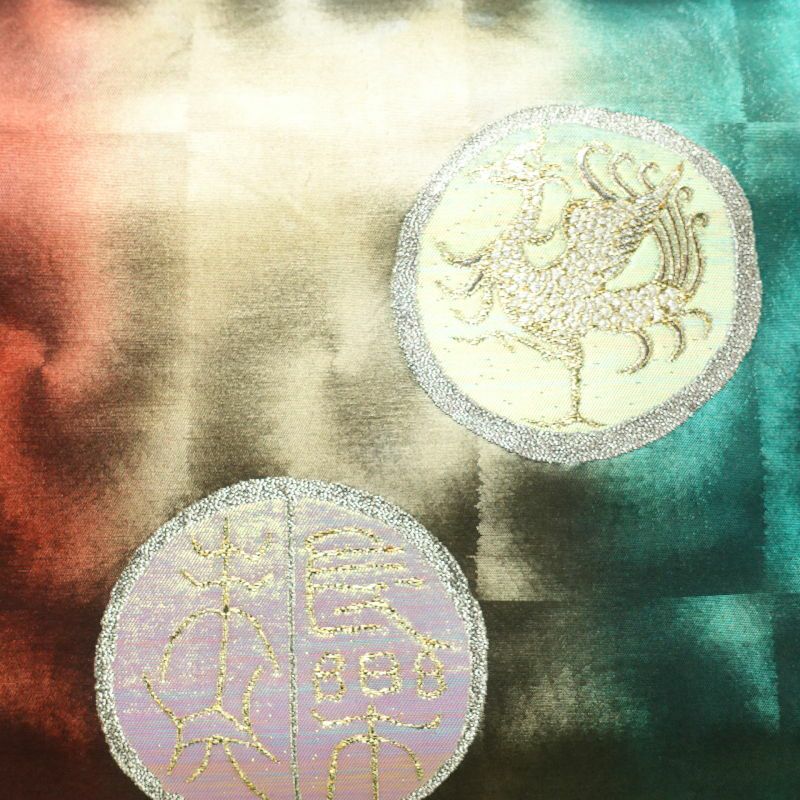 袋帯 六通柄 楼蘭箔 伝統工芸士 山野忠雄フォーマル用 正絹 幾何学柄・抽象柄 多色使い_画像2