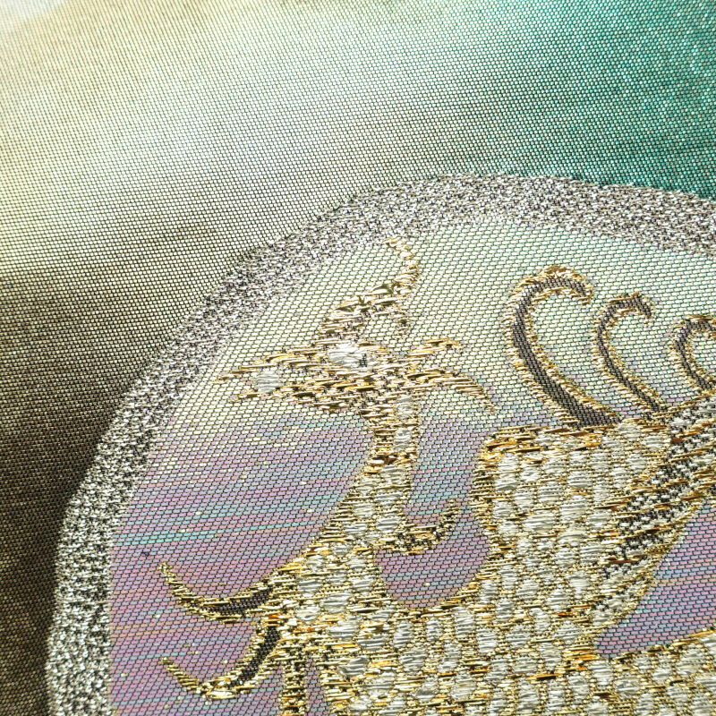 袋帯 六通柄 楼蘭箔 伝統工芸士 山野忠雄フォーマル用 正絹 幾何学柄・抽象柄 多色使い_画像7