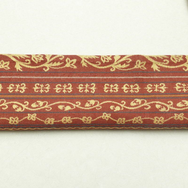 名古屋帯 六通柄 混紡 縞柄・線柄 通し仕立て 小豆・エンジ_画像21