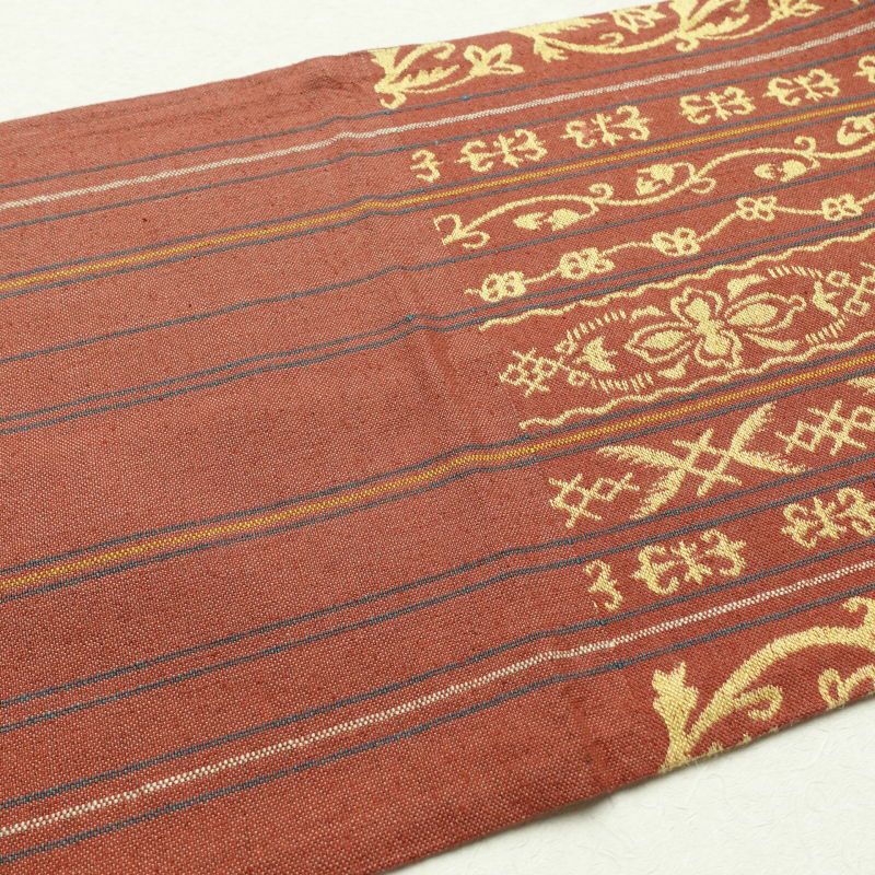 名古屋帯 六通柄 混紡 縞柄・線柄 通し仕立て 小豆・エンジ_画像23