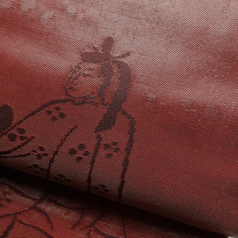 袋帯 六通柄 フォーマル用 正絹 人物・動物柄 小豆・エンジ_画像5