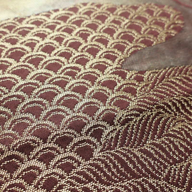 袋帯 六通柄 フォーマル用 正絹 人物・動物柄 小豆・エンジ_画像8