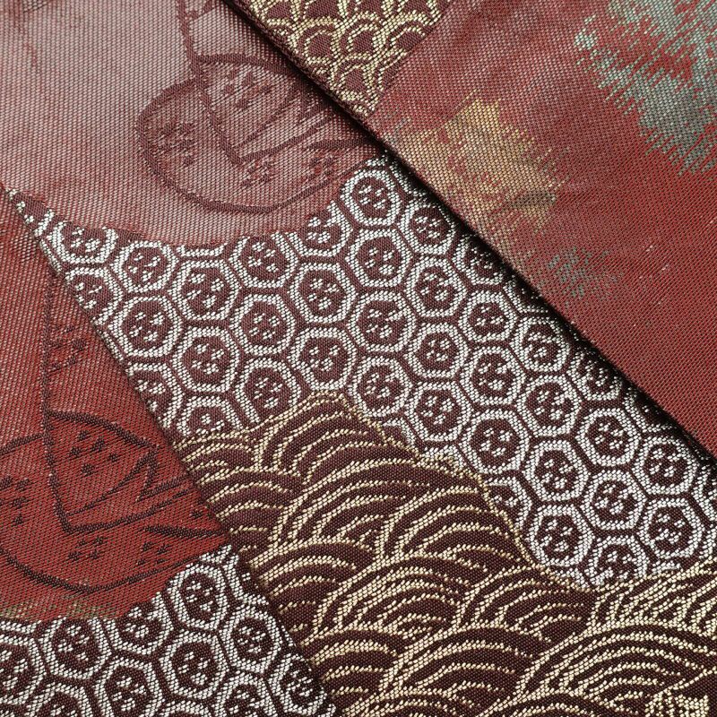 袋帯 六通柄 フォーマル用 正絹 人物・動物柄 小豆・エンジ_画像28