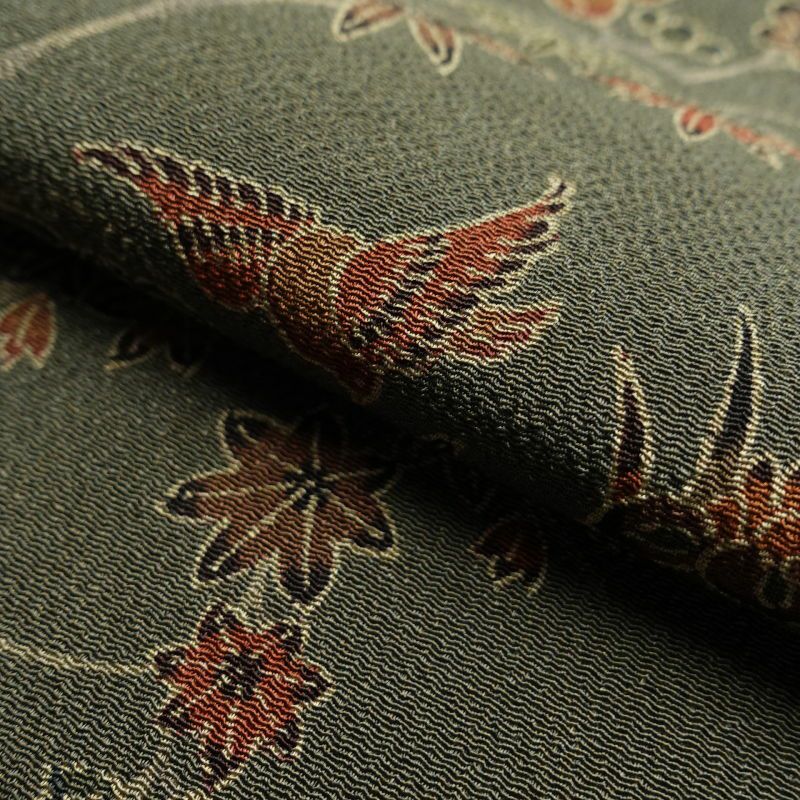 小紋 縮緬 総柄 正絹 古典柄 袷仕立て グレー_画像26