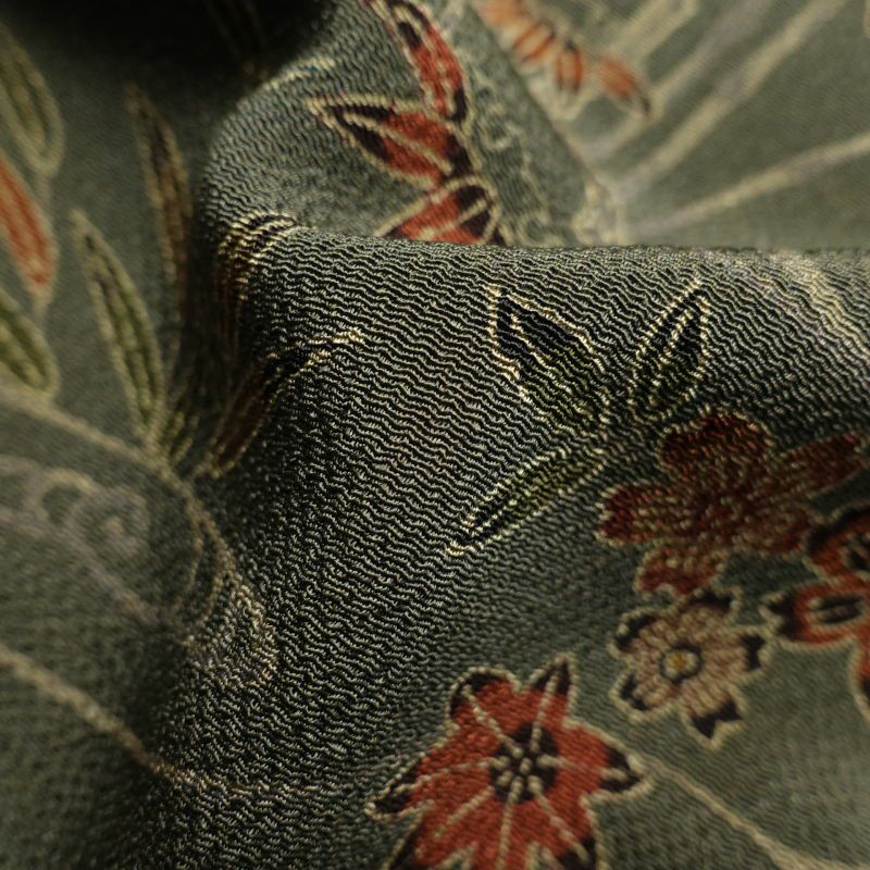 小紋 縮緬 総柄 正絹 古典柄 袷仕立て グレー_画像29