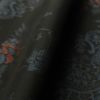 紬 美品 しつけ糸付き 正絹 木の葉・植物柄 袷仕立て 黒_画像10