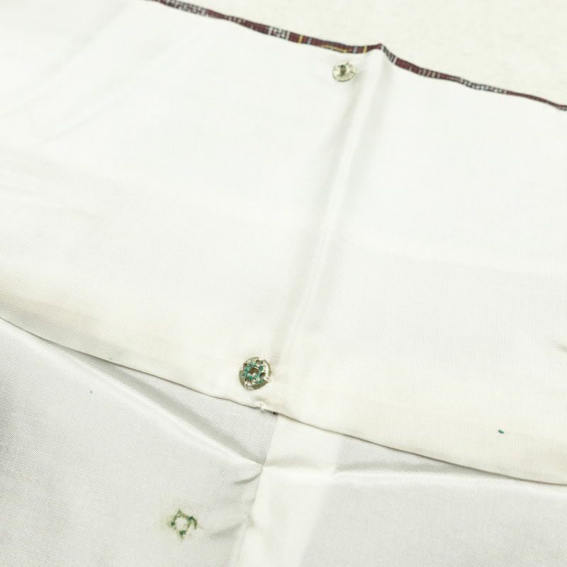 紬 良品 正絹 一部しつけ糸付き 幾何学柄・抽象柄 袷仕立て 小豆・エンジ_画像25