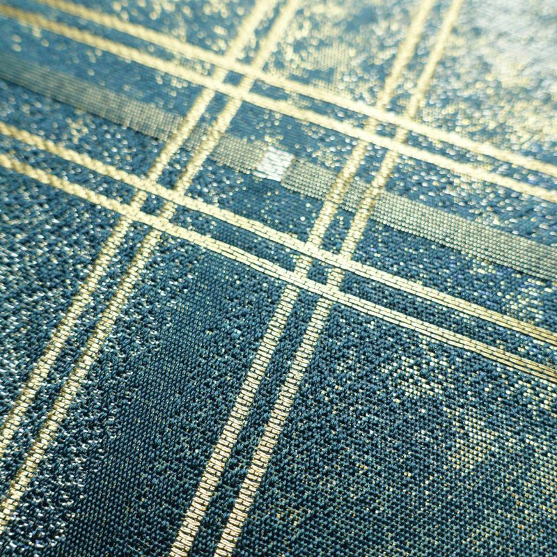 袋帯 六通柄 良品 フォーマル用 正絹 チェック・格子柄 緑・うぐいす色_画像7