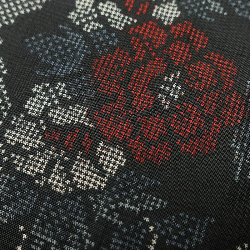 紬 正絹 花柄 幾何学柄・抽象柄 袷仕立て グレー_画像7