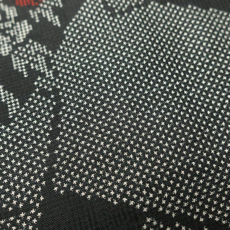 紬 正絹 花柄 幾何学柄・抽象柄 袷仕立て グレー_画像15