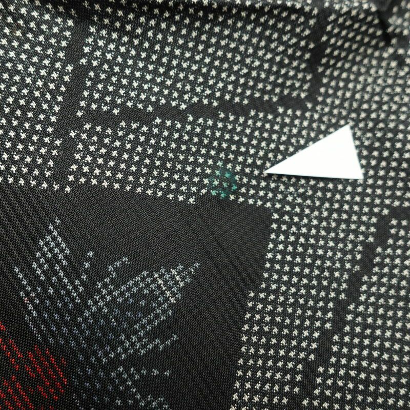 紬 正絹 花柄 幾何学柄・抽象柄 袷仕立て グレー_画像32