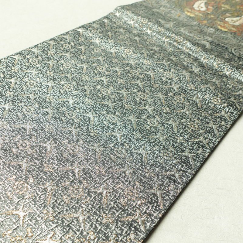 袋帯 太鼓柄 ふくれ織り 良品 フォーマル用 正絹 人物・動物柄 金・銀_画像14
