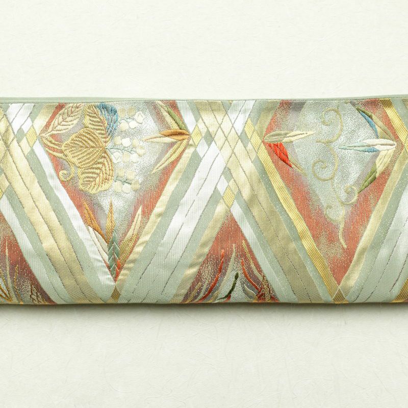 袋帯 本金箔 六通柄 良品 フォーマル用 正絹 人物・動物柄 緑・うぐいす色_画像18
