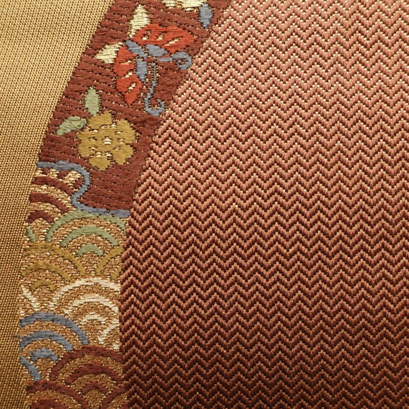 袋帯 六通柄 良品 フォーマル用 正絹 立涌 青海波 松 七宝 古典柄 黄・黄土色_画像3