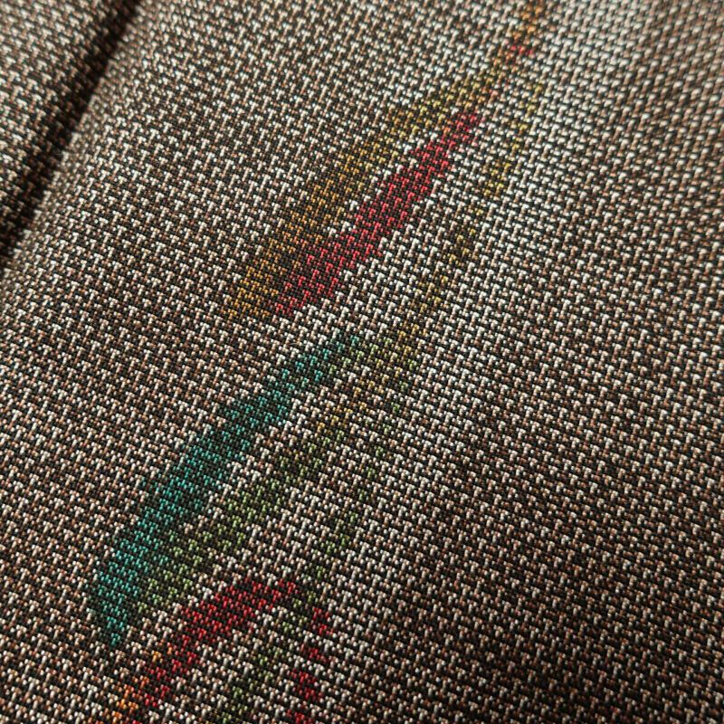 本場奄美大島紬 美品 純泥染 証紙あり 正絹 幾何学柄・抽象柄 袷仕立て 茶_画像6