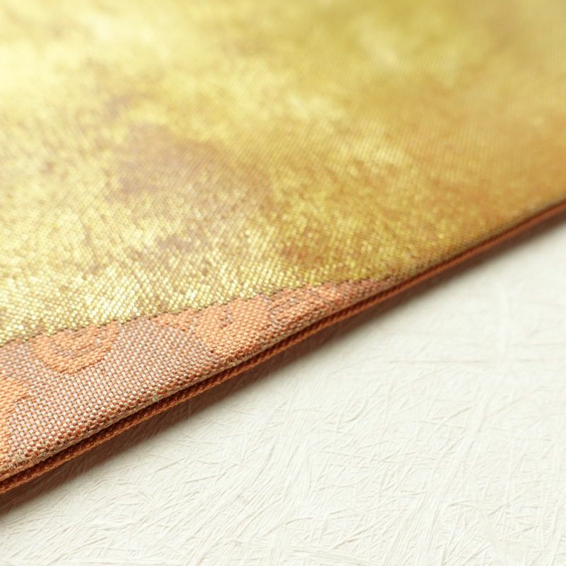 名古屋帯 太鼓柄 正絹 木の葉・植物柄 名古屋仕立て 橙_画像14