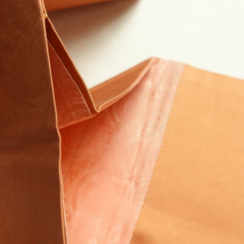 名古屋帯 太鼓柄 正絹 木の葉・植物柄 名古屋仕立て 橙_画像25